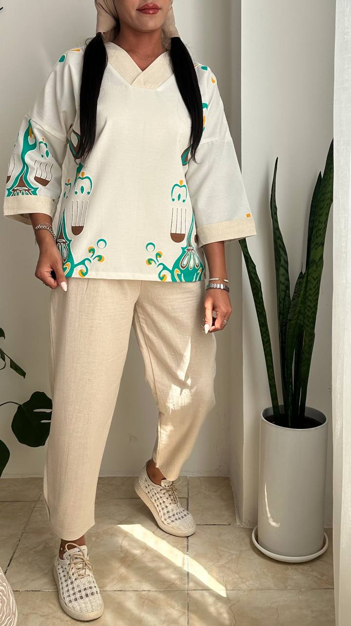 ست شومیز شلوار سبز