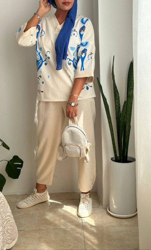 ست شومیز شلوار ابی