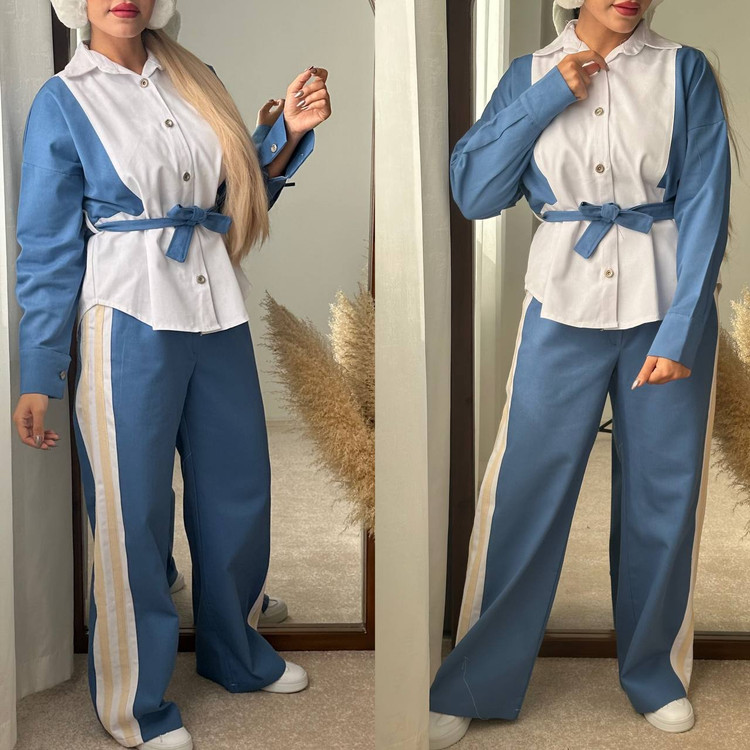 ست شومیز شلوار اسپرت آبی پررنگ