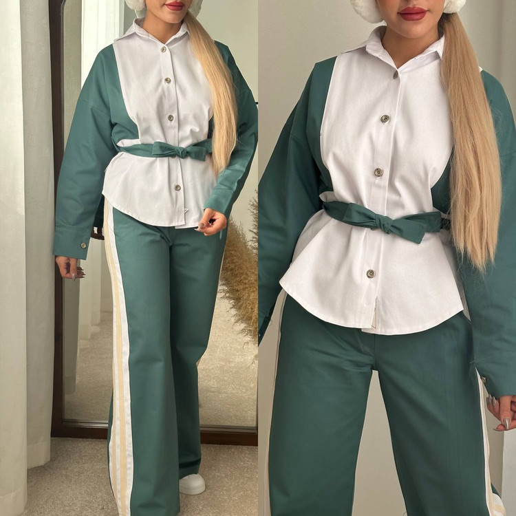 ست شومیز شلوار اسپرت سبز