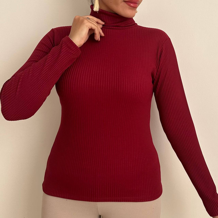 بلوز یقه اسکی کرکرهای زرشکی