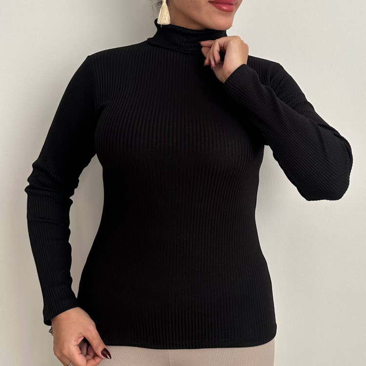 بلوز یقه اسکی کرکرهای مشکی