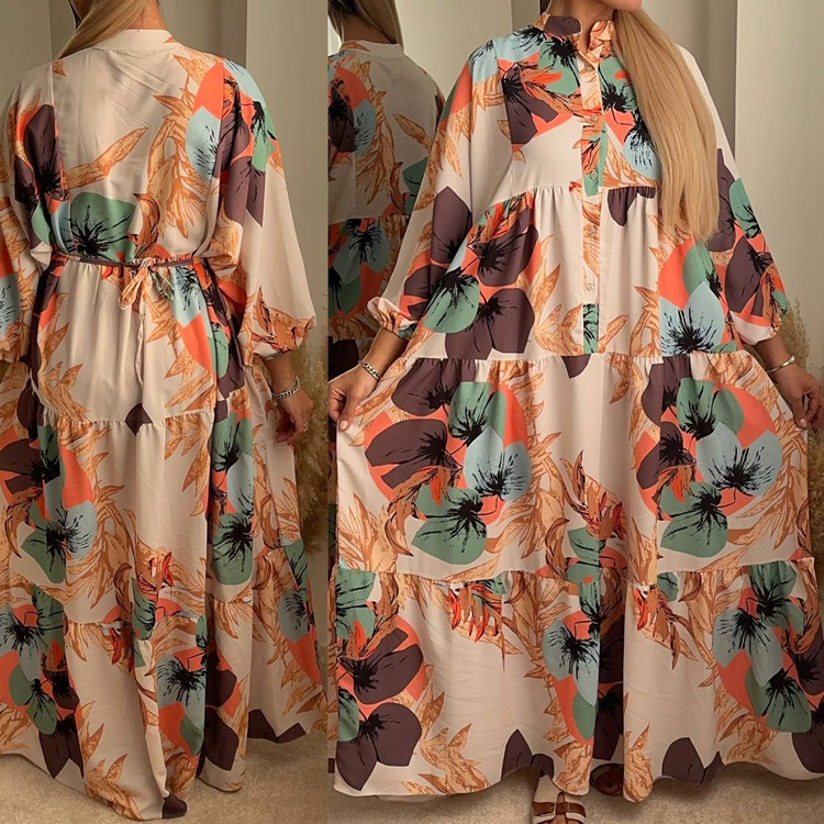 پیراهن مزونی مدل طرح دار گل درشت