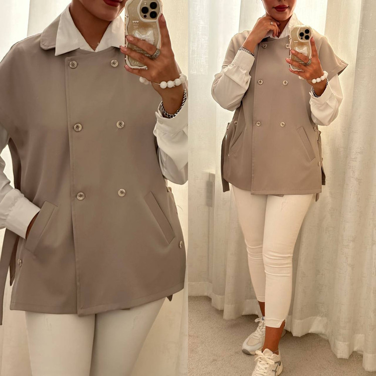 وست بغل بند و سگک دار طوسی