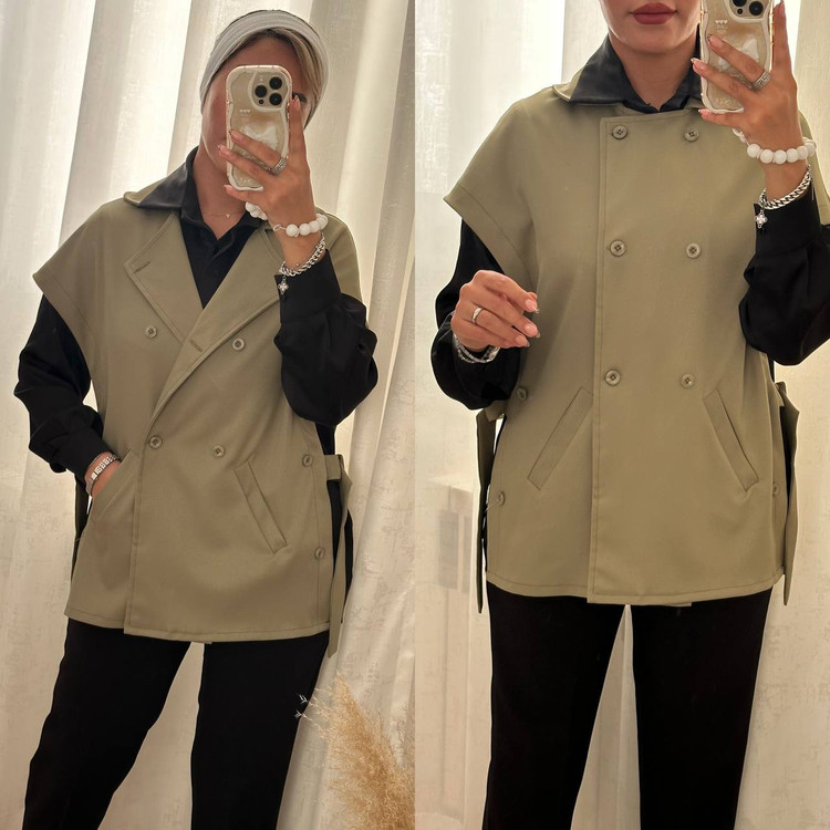 وست بغل بند و سگک دار سبز صدری