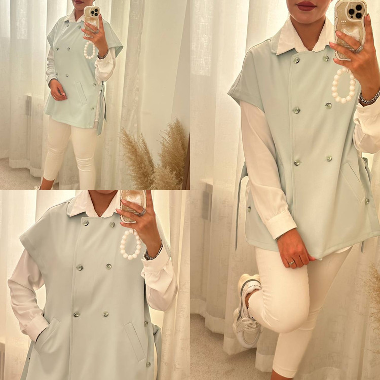 وست بغل بند و سگک دار آبی