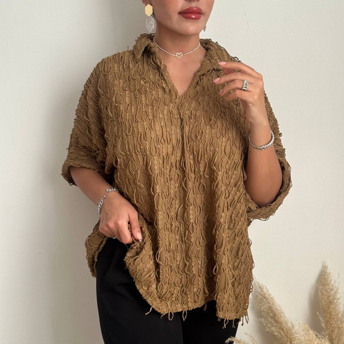 شومیز مجلسی حریر قهوهای روشن