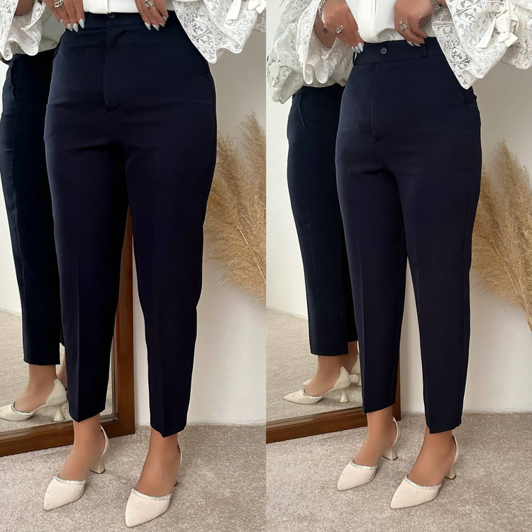 شلوار مام فیت سرمه ای