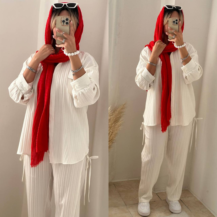 ست شومیز شلوار آیوا سفید