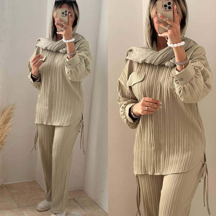 ست شومیز شلوار آیوا سبز پسته ای