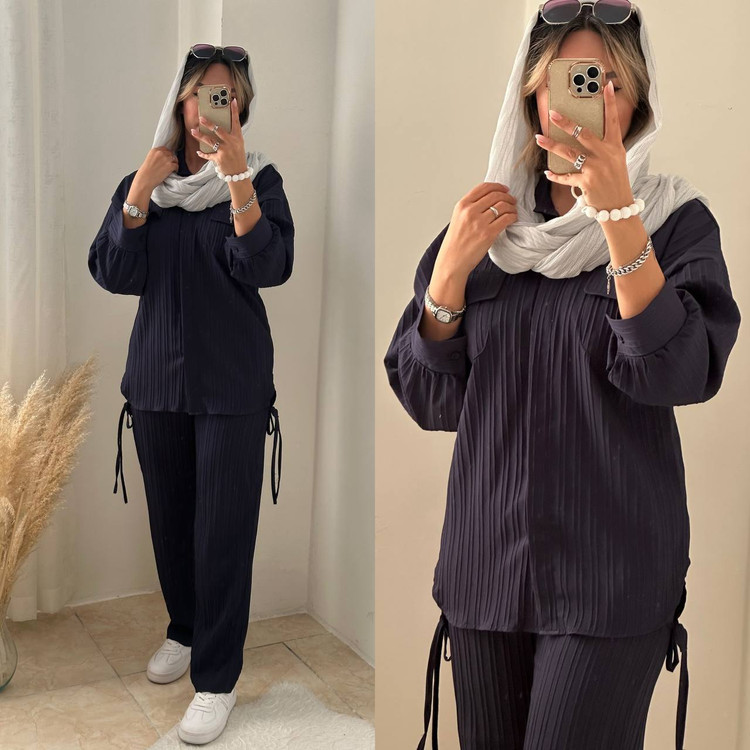 ست شومیز شلوار آیوا سرمه ای