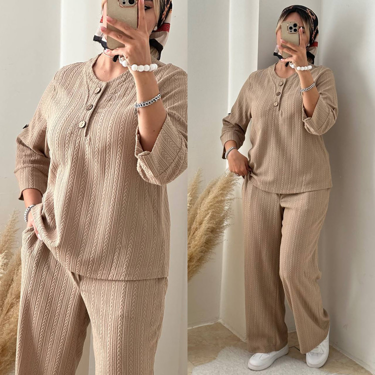 ست شومیز شلوار مراکشی کرم