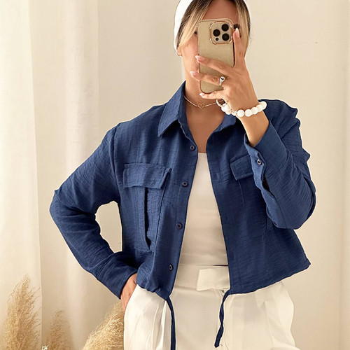 کراپ کت سرمه ای