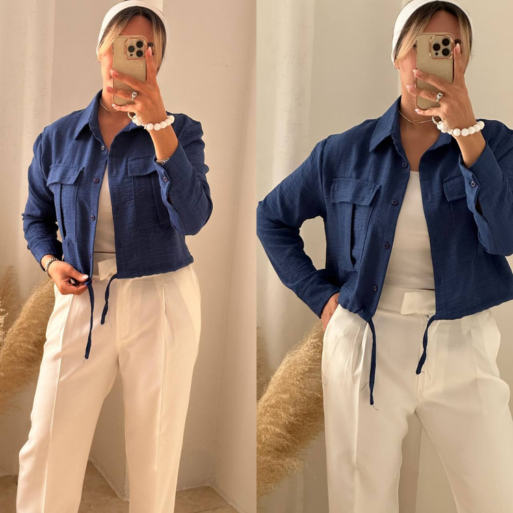 کراپ کت سرمه ای