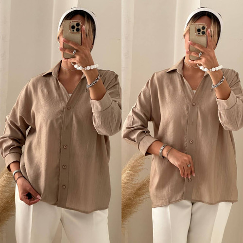 شومیز نخی ساده نسکافه ای