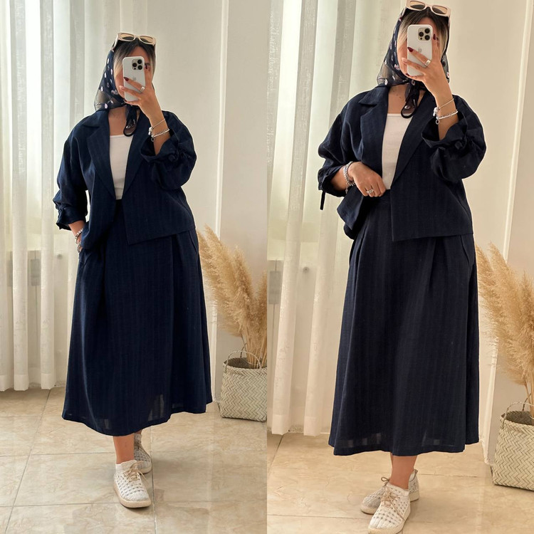 ست کت دامن سرمه ای