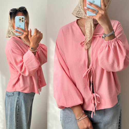 شومیز پفکی صورتی