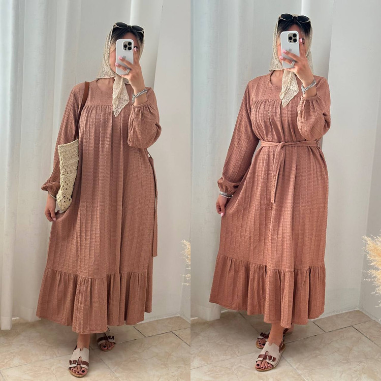 پیراهن پرنسسی شتری