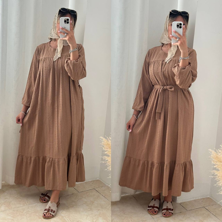 پیراهن پرنسسی نسکافه ای